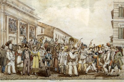 Carnaval en Roma, 1830 de Achille Pinelli